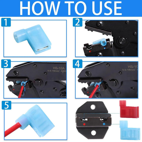 Nylon Spade Connector Right Angle Kit 90 Degree Terminals With Crimper Tool For Automotive Wiring 330 Piece Set
