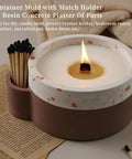 Big Ol Candle Holder Mold for Silicone Resin and Concrete DIY Vessels Round Storage Jar with burning candle and match holder