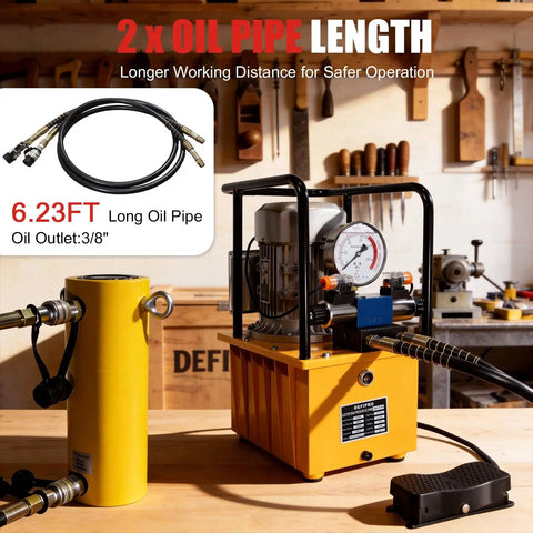 Electric Hydraulic Pump Double Acting 8.4 Quart 2.1 Gallon Power Pack Workhorse With Solenoid Valve 8L Cylinder Portable Pump For Punching Bending And Jacking Up To 10000 PSI 750W 110V