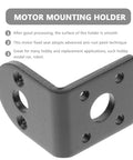 Motor mounting bracket, dark gray metal, front view with multiple holes for small DC motors