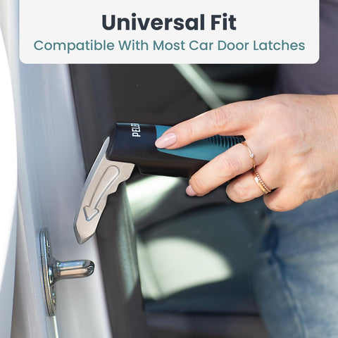 Car Door Handle For Elderly 2 Pack With Anti Slip Grip And Steel Hook For Secure Latch Fit Cane Assist Handle Easy Tool Free Use Supports Up To 300 Lbs Helps Seniors In And Out being used to open car door.