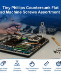 Top Shelf 525 Piece M2 M2.5 M3 Countersunk Flat Head Phillips Screw Assortment Pack Carbon Steel Hardware Tools For Laptop Computers And Motherboard Repair, in use on a laptop.