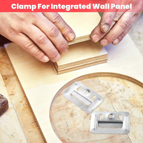 Hands assembling wood panels using 100 Pack Premium Heavy Duty Stainless Steel Z Clips For Seamless Wall Panel Mounting.
