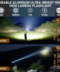 Person using Uber Bright Rechargeable LED Flashlight Lantern For Camping And Outdoors, 10000 Lumens in a field at night