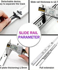 Measurement details of Beefy Heavy Duty Drawer Slides With High Load Capacity For Smooth Quiet Gliding In Kitchen Office Or Workshop Cabinets No Lock 14 Inch Drawer Slides 35cm Long Durable Furniture Hardware.