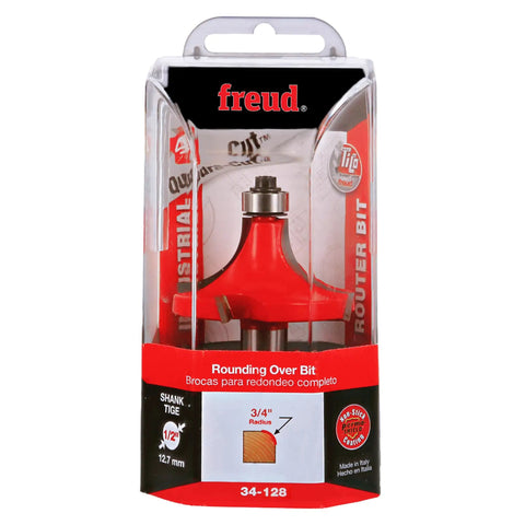 Three Quarter Inch Radius Rounding Over Router Bit With Quadra-Cut Design in packaging