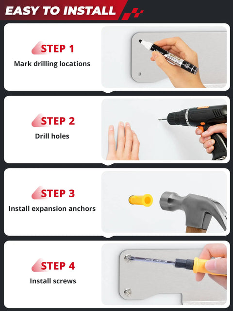 Installation steps for Heavy Duty Aluminum Floor Jack Wall Mount For 1.5 To 3 Ton Low Profile Jacks Universal Holder.