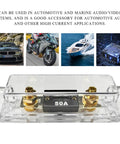 Heavy Duty ANL Fuse Holder With 50 Amp Inline Fuse Block For Car Audio Amplifier showing clear design and 50A fuse.
