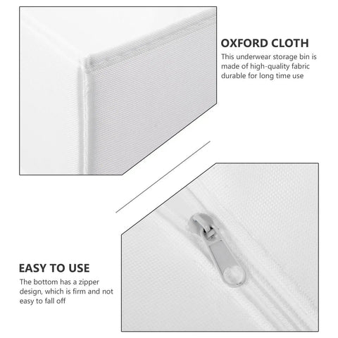 Close-up of Premium Collapsible Oxford Cloth Drawer Organizer With Lid for underwear, showcasing durable zipper and fabric.