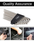 Long Arm Torx Hex Key Set With 9 Sizes T6 T7 T8 T9 T10 T15 T20 T25 T27, L Shaped Tamper Proof Star Wrenches, Hardened Chrome Vanadium Steel