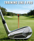 Two Pack Magnetic Golf Club Alignment Stick Training Aid with Magnet Lie Angle Tool in use with a golf club on the course.