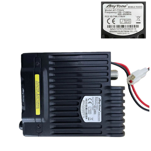 Dual Band Mobile Radio Transceiver For Car, VHF UHF 144-148 And 420-450 MHz, side view showing model and label details