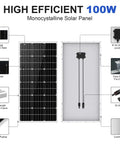 12V DC Solar Well Pump Kit With 200W Panel Included Submersible Water Pump For Off Grid Wells Deep Wells Garden Irrigation Remote Tank Filling And Portable Water Supply showing monocrystalline solar panel features