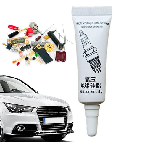 Dielectric Lubricant For Electronics And Automotive Weatherproof Silicone Grease High Temperature Insulating Compound Anti Corrosion Sealant For Spark Plugs And Ignition Systems Keeps Electrical Contacts Smooth And Protected No Fuss, 5g tube with car and electrical components
