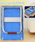 Heavy Duty Platform Hand Truck Featuring 360 Degree Swivel Wheels And Adjustable Safety Rail built for easy storage in folded position.