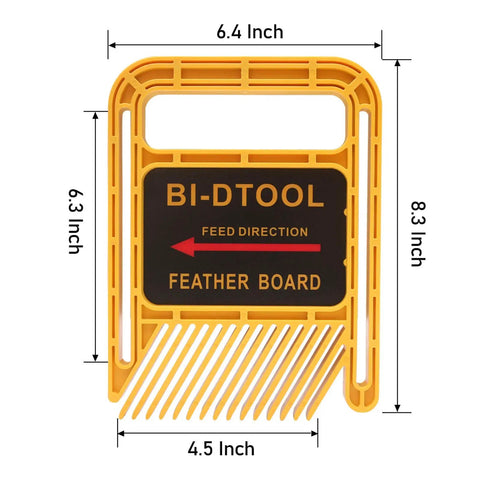 Featherboards for Table Saws and Band Saws with Feather Loc Safety System, 6.3 inch extended, BI-DTOOL dimensions diagram