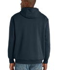 Back view of Heavyweight Zip Hoodie With Thermal Lining For Men And Women, Unisex Full Zip Hooded Sweatshirt in Navy.