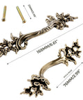 Five Piece Antique Bronze Drawer Handle Set 6.61 Inch Vintage Cabinet Pulls with 76mm hole spacing and 4mm screws, top view