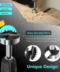 Wavy serrated Forstner bit from the Straight Shooting Precision Forstner Bit Set for Woodworking, ideal for clean hole boring.