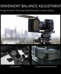 Hydra X Dan Ming High Speed Pan System Pro Kit with camera mounted, leveling bubble and locking lever details