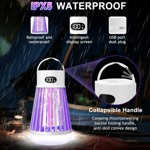 Indoor Outdoor Bug Zapper With Rechargeable Battery Boss Mosquito Killer Lamp Storage Box Waterproof 2000V UV Light IPX5