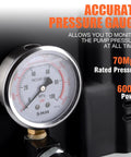 Gauge on Electric Hydraulic Pump Power Pack Single Acting 110V 120V 10000 PSI Two Stage Unit With 290 PSI First Stage And 10000 PSI Second Stage 750W Motor Aluminum Housing 0.8 Gallon Fluid Capacity Dual Speed