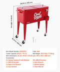 80 Quart Rolling Ice Chest With Divider And Bottle Opener Keeps 110 Cans Or 50 Bottles Cold On The Go Party Ready Portable Patio Beverage Cooler Cart With Four Swivel Casters Two Brakes Red
