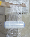 Heavy Duty 12 Inch Stretch Film With Insane Clarity Smooth Glide Self Adhering Shrink Wrap For Moving And Pallets 1000 Feet shown on dispenser.