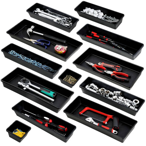Extra Large Tool Box Organizer Tray Set 12 Piece Divider Kit With Non Slip Trays In 4 Sizes For Rolling Tool Chest Drawers Contains Tools