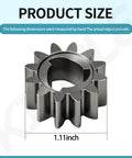 Honda Mower Drive Wheel Gears Kit 12 Tooth Replacement Includes 42661-VE2-800 Gears and 42672-VE2-800 Keys Springs And Clips Fits HRM215 HRB215 HRS216 21 Inch Cut Models showing product size with 1.11 inch gear