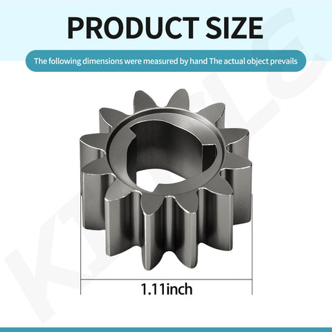 Honda Mower Drive Wheel Gears Kit 12 Tooth Replacement Includes 42661-VE2-800 Gears and 42672-VE2-800 Keys Springs And Clips Fits HRM215 HRB215 HRS216 21 Inch Cut Models showing product size with 1.11 inch gear