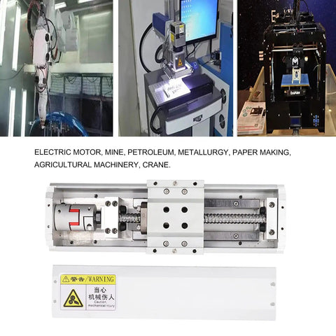 Beefy CNC Linear Motion Rail Guide Electric Linear Stage Actuator With 100mm Stroke Dust Cover For NEMA23 Motor showing precision components.