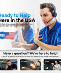 Customer service representative in headset offering Bluetooth OBD2 Scanner support, phone, email, and chat options displayed.