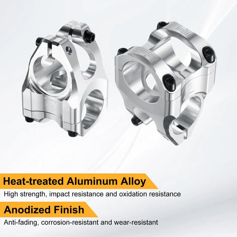 Beefy Aluminum 31.8mm Mountain Bike Stem With 35mm Length for Mountain Road and BMX Bikes silver finish side view