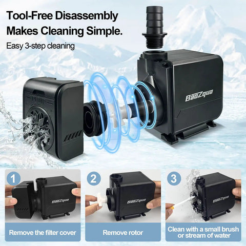 320 GPH Submersible Water Pump For Aquarium Pond And Hydroponics Quiet Energy Efficient With Three Nozzles Six Point Six Foot Power Cord