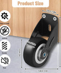 Heavy Duty 2 Inch Gate Caster Wheels 8 Pack Kick Bottom Sag To The Curb So Your Swing Doors Roll Slick As Butter Without Extra Friction Or Grinding On Wood Vinyl Outdoor Tracks, showing black rubber wheel size dimensions.