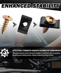 Kickass Premium Heavy Duty Automotive Trim Clip And Screw Assortment Kit With M3 M4 M5 M6 Metal Fasteners showing a screw and clip for enhanced stability.