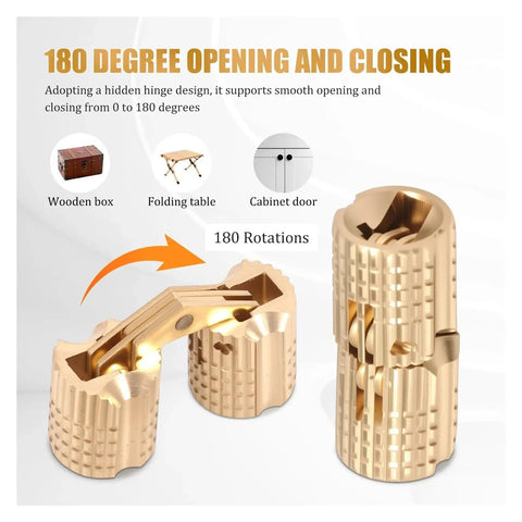 Hidden Brass Barrel Hinges 8mm for Small Boxes and Jewelry Keepsake Chests 10 Pack 180 Degree Swing Open Tarnish Resistant Cabinet Hardware