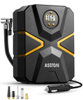 Portable 12V Digital Tire Inflator With Auto Shutoff, Real Time Pressure Display, Preset Tire Pressure, 150 PSI shown with accessories