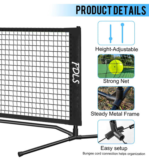 Close-up view of 10 Ft Portable Badminton And Pickleball Net With Grab And Go Carry Bag For Indoor And Outdoor Use, showing sturdy net.