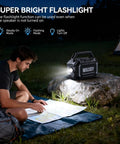 Man using map near Beast 100W Bluetooth Outdoor Speaker With IPX7 Waterproof Floatable Design at night