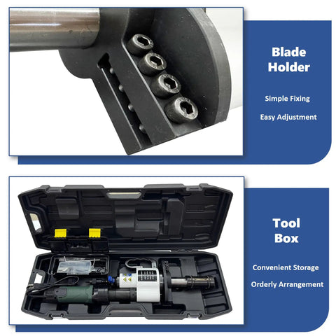 Electric Pipe Beveler 1500W Auto-Aligning Internal Expanding Beveler For 2.56 To 6.26 Inch Pipes, tool box and blade holder