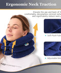 One Click Neck Traction Device With Built In Motor And Battery For Instant Home Pain Relief, Automatic Air Stretcher with soft plush fabric.