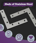 Pro Level Stainless Steel L Brackets For Wood With Smooth Brushed Finish Built Tough Heavy Duty Corner Braces Mending Plates That Really Nail Your Next Build Together 8 Pack, featuring two heavy-duty brackets.