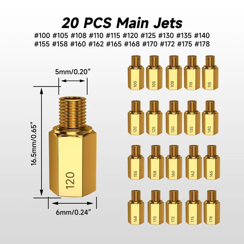 Carburetor Main Jet And Pilot Jet Kit For Keihin PWK CVK OKO KOSO Polini Carbs Includes 20 main jets with size chart