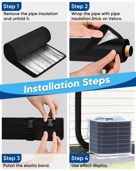 Installation steps for Outdoor AC Pipe Insulation Sleeve Wrap 3-Layer 600D Oxford Cover For Outside Hoses 72x10.2 Inches