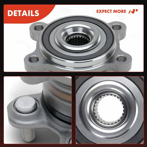 Two Rear Wheel Bearing And Hub Assemblies Set For Nissan Rogue 2021 2022 2023 2024 AWD With Five Lug Fits Both Rear Sides Replacement Kit Bolt Right Up Plug And Play OEM Style Premium Quality close-up view