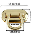 Gold metal turn-lock clasp with ring for handbags; purse closure hardware