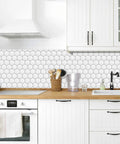 Hexagon Peel And Stick Tile Backsplash 12x12 Inch 3D Realistic Look Self Adhesive Kitchen Wall Bathroom Laundry Room 40 Percent More Coverage Easy Update With PVC And PU Glue backsplash in modern kitchen