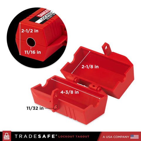 Industrial Grade Heavy Duty Plug Lockout Device for Lockout Tagout, 110 To 125 Volt Power Cord Lockout, red polypropylene